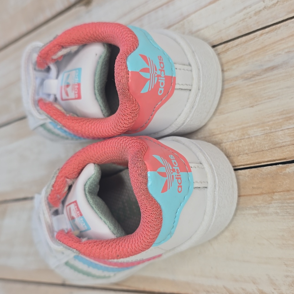 Adidas Superstar Toddlers Shoes Cloud White-Hazy Rose-Hazy Sky Sz 5 - Picture 3 of 6